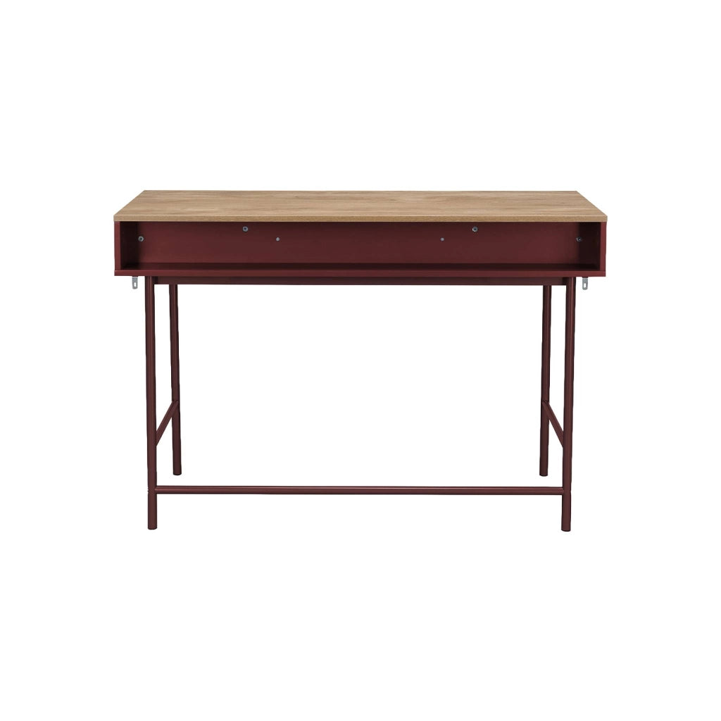Scrivania decorativa in legno e ferro con 2 cassetti e 1 scomparto,
