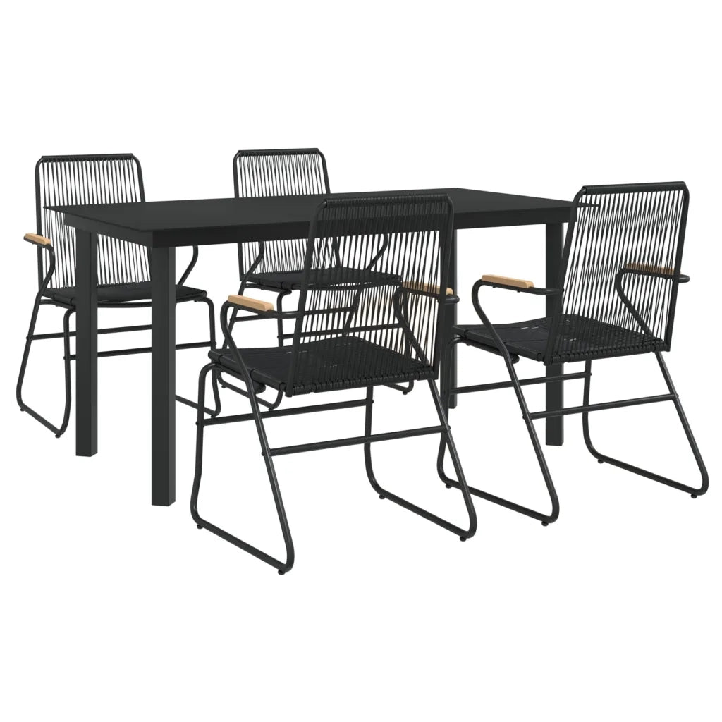 Set da Pranzo da Giardino 5 pz Nero in Rattan PVC