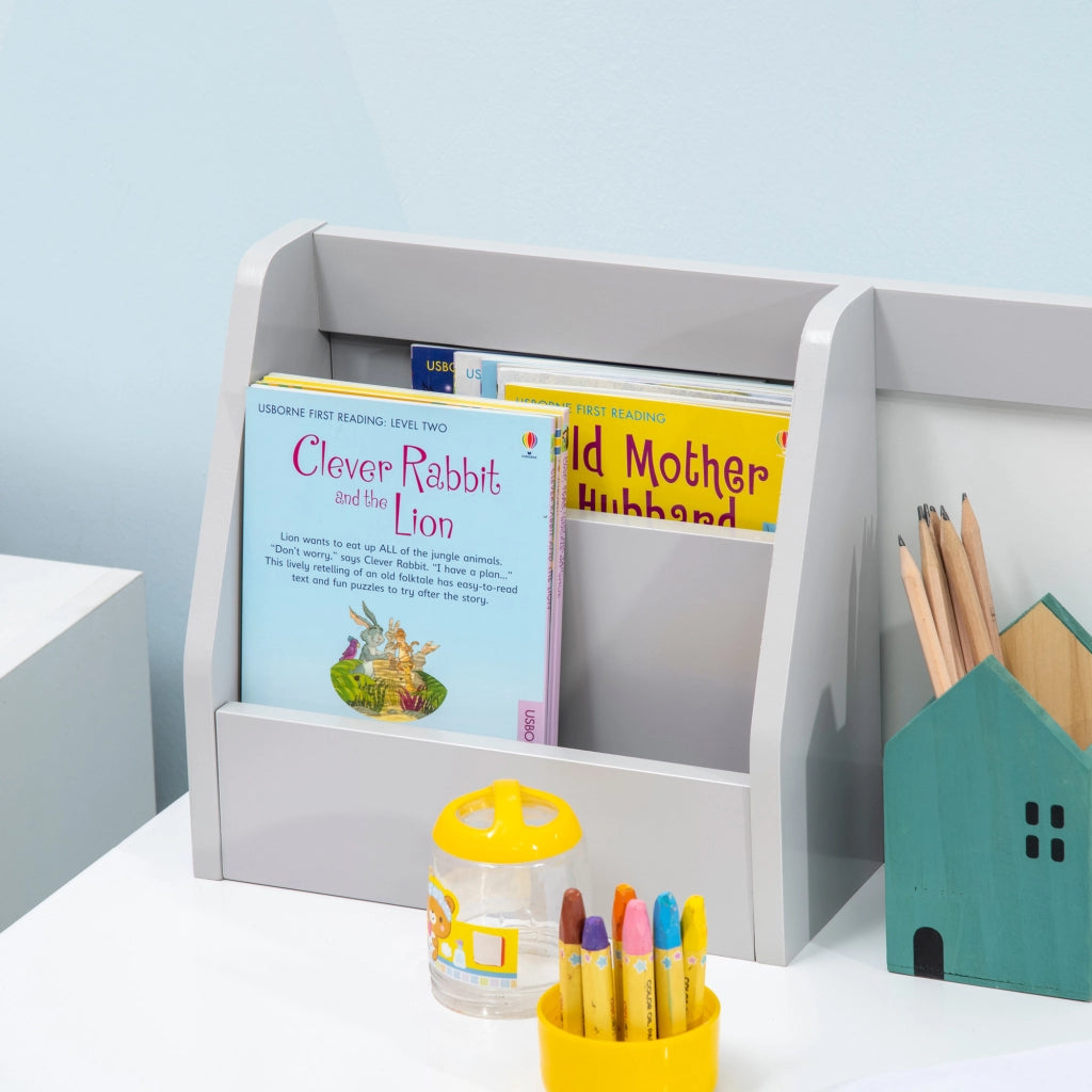 Tavolo e Sedie per Bambini ¨C Minimal ¨C Legno Bianco e Grigio 90x50x60