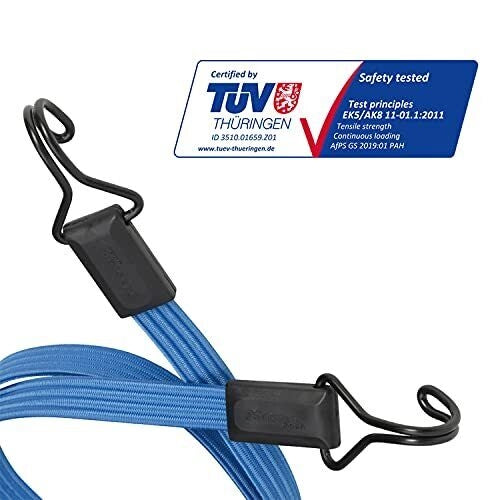 Master Lock 3227EURDAT Cinghia Elastica Piatta 120 cm Doppio Gancio Acciaio Carico Max 40 Kg colore Blu