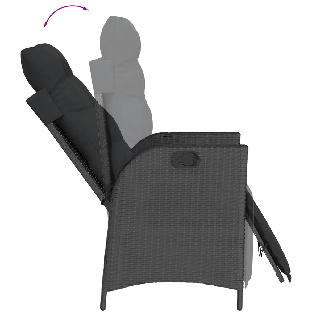 Set da Pranzo da Giardino 7 pz Nero con Cuscini in Polyrattan 3213072