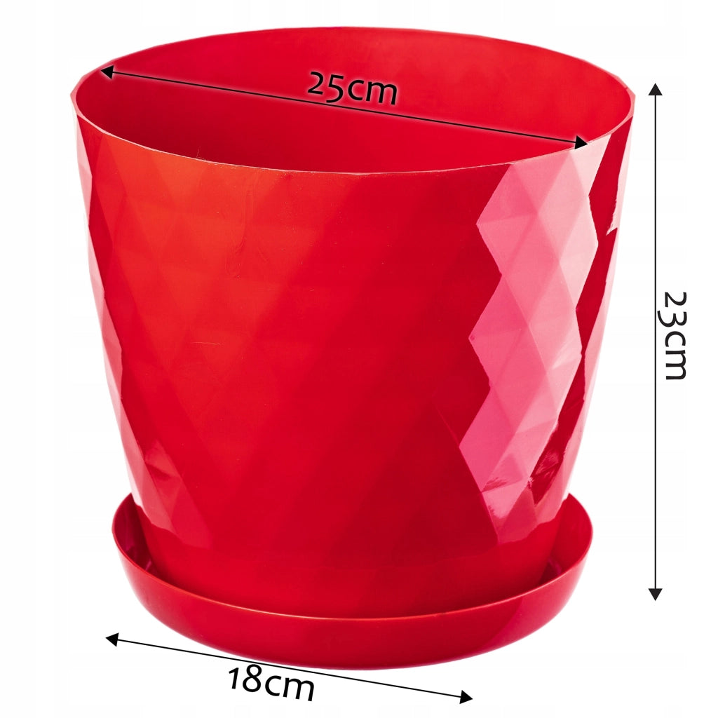 Vaso da fiori in plastica KADAX con supporto e coprivaso, 25 cm, rosso.