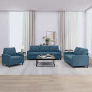 Set di Divani 3 pz con Cuscini Blu in Velluto