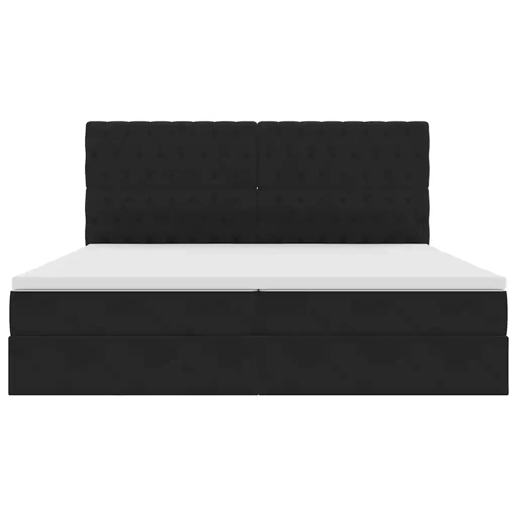 Letto con contenitore e materasso Nero 200 x 200 cm Velluto