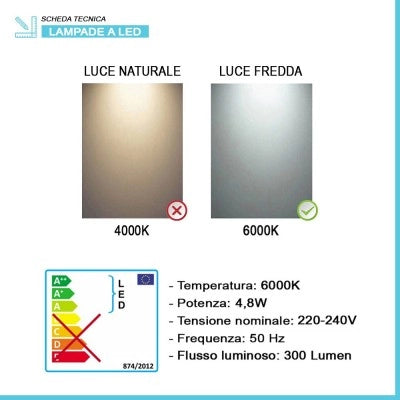 Specchio LED 60x80 cm reversibile con luce fredda