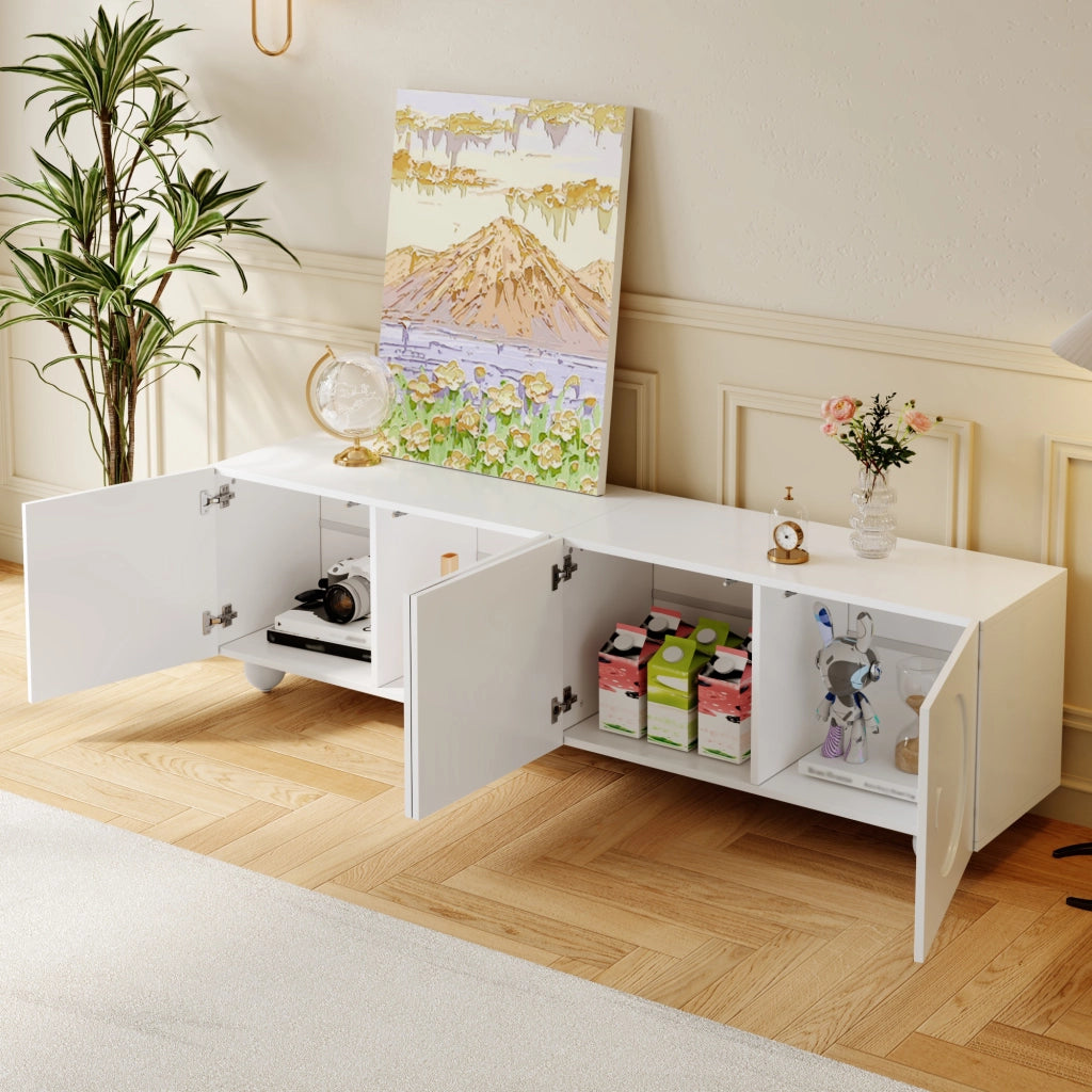 Cassettiera per TV bianca in MDF e truciolare; lunghezza 180;5 cm