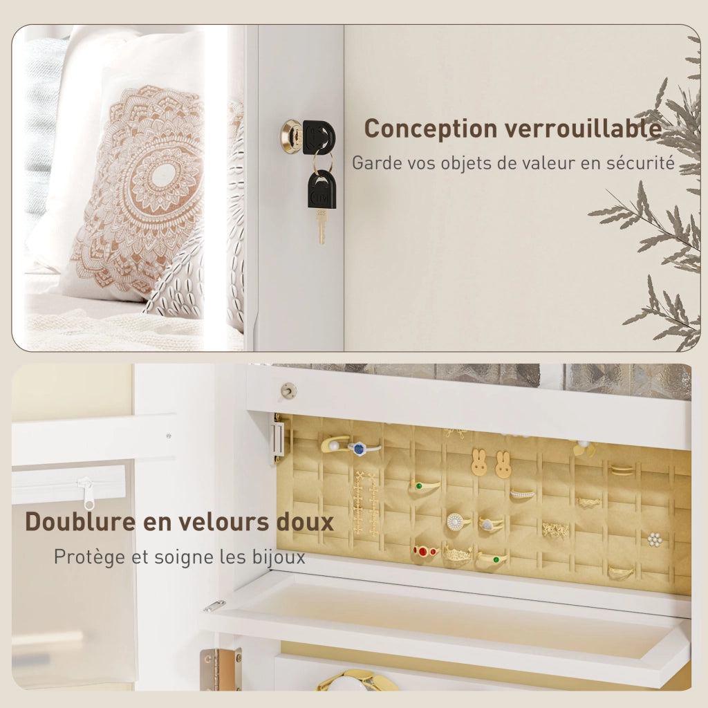 Armadio per gioielli con LED ¨C zephmum ¨C bianco 37x10.5x108 cm