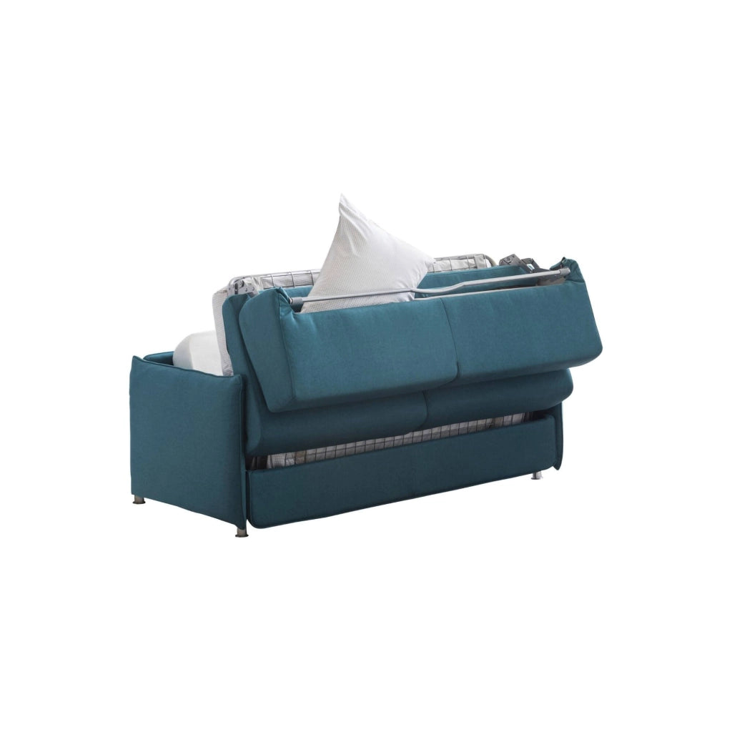 Trissino, Divano Letto 2 Posti Sfoderabile Made in Italy, 180x95 cm Azzurro