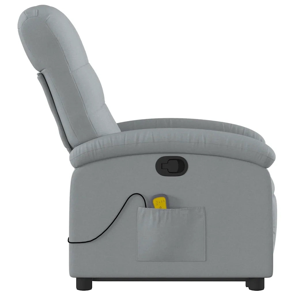 Poltrona | Sedia Relax Alzapersona Massaggi Reclinabile Grigio Chiaro Tessuto