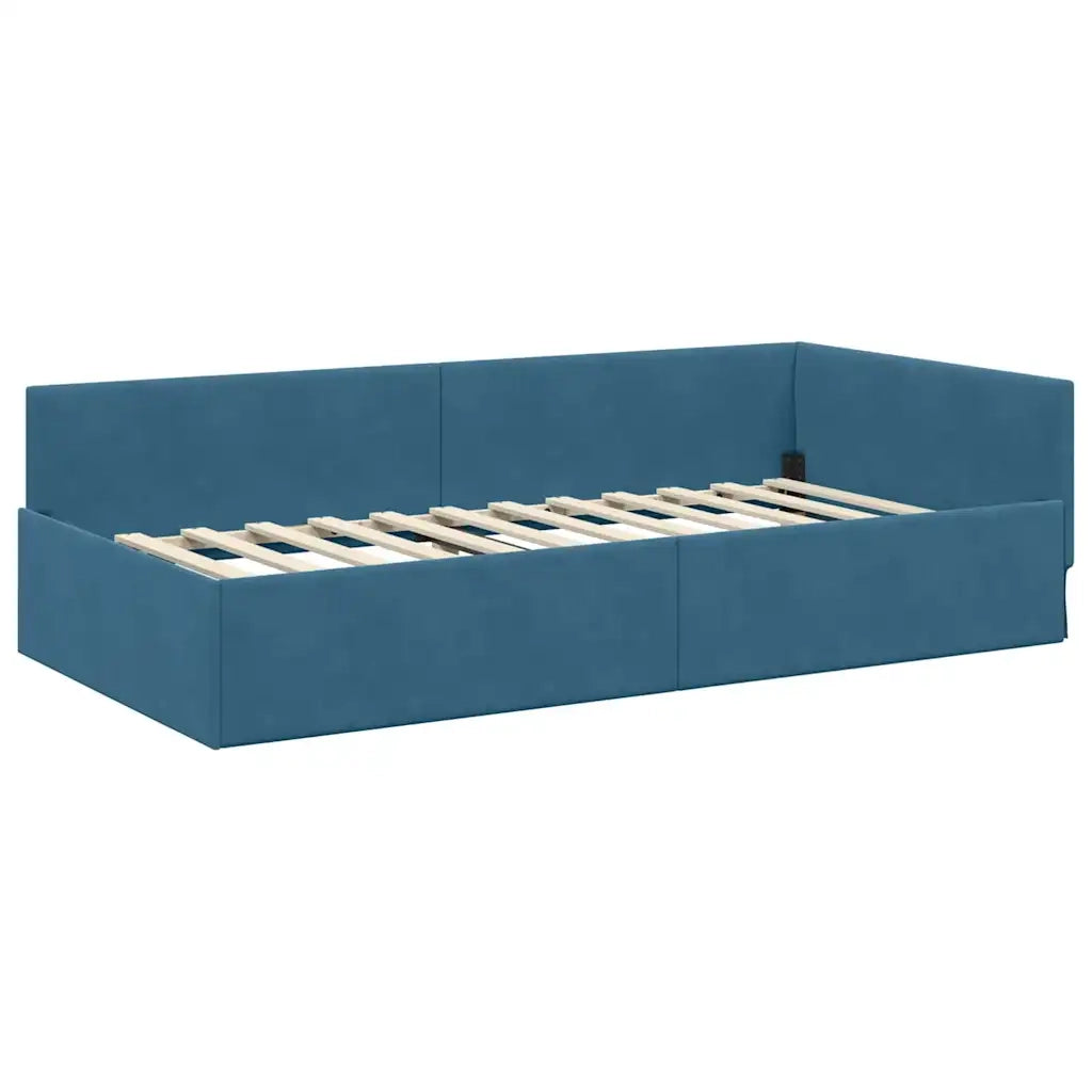 Cornice del letto ad angolo Blu 100 cm x 200 cm Velluto 42016090