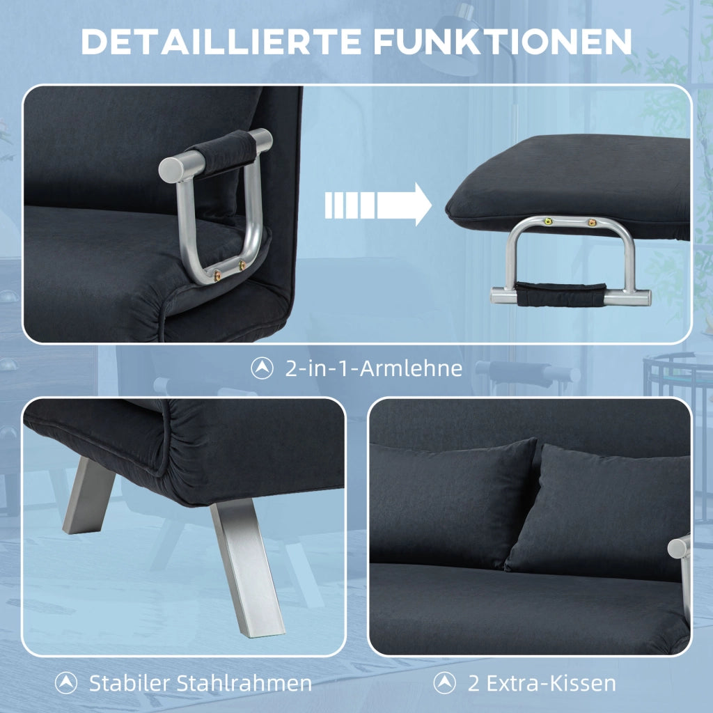 Divano letto 5 posti regolabile ¨C Minimal ¨C similpelle nero