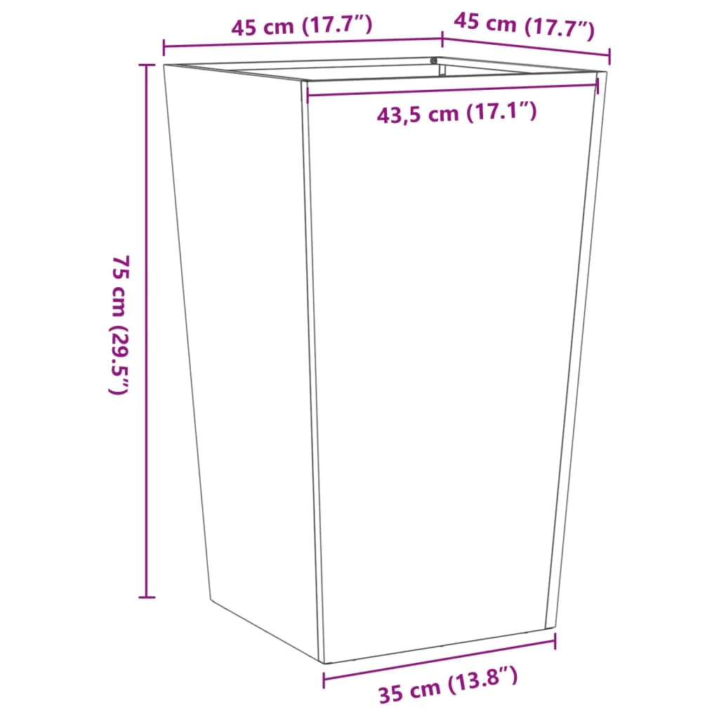 Fioriera rialzata per piante fiori terrazza giardino 45 x 45 x 75 cm acciaio antracite 02_0037607