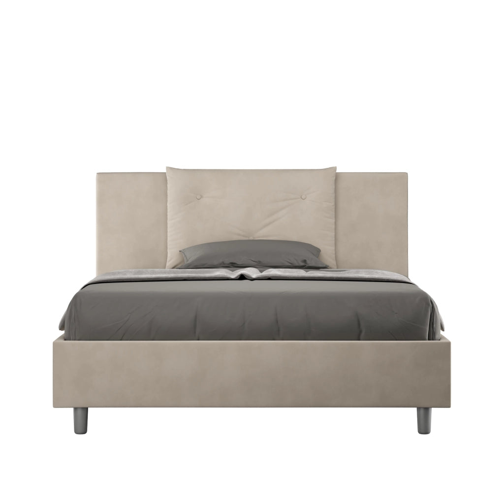 BS COM Letto una piazza e mezza contenitore imbottito 130x210 microfibra sabbia