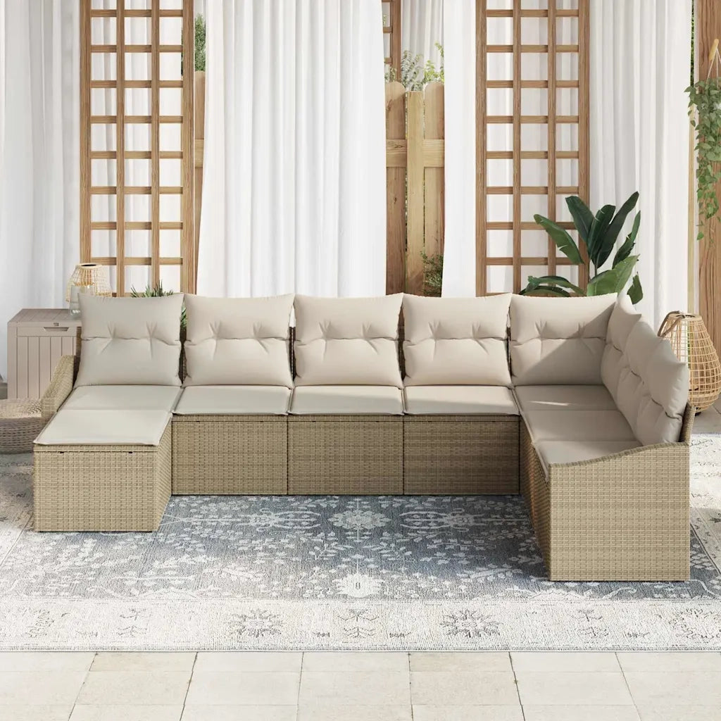 Set Divano da Giardino 8 pcs Beige e Crema polyrattan 3355510