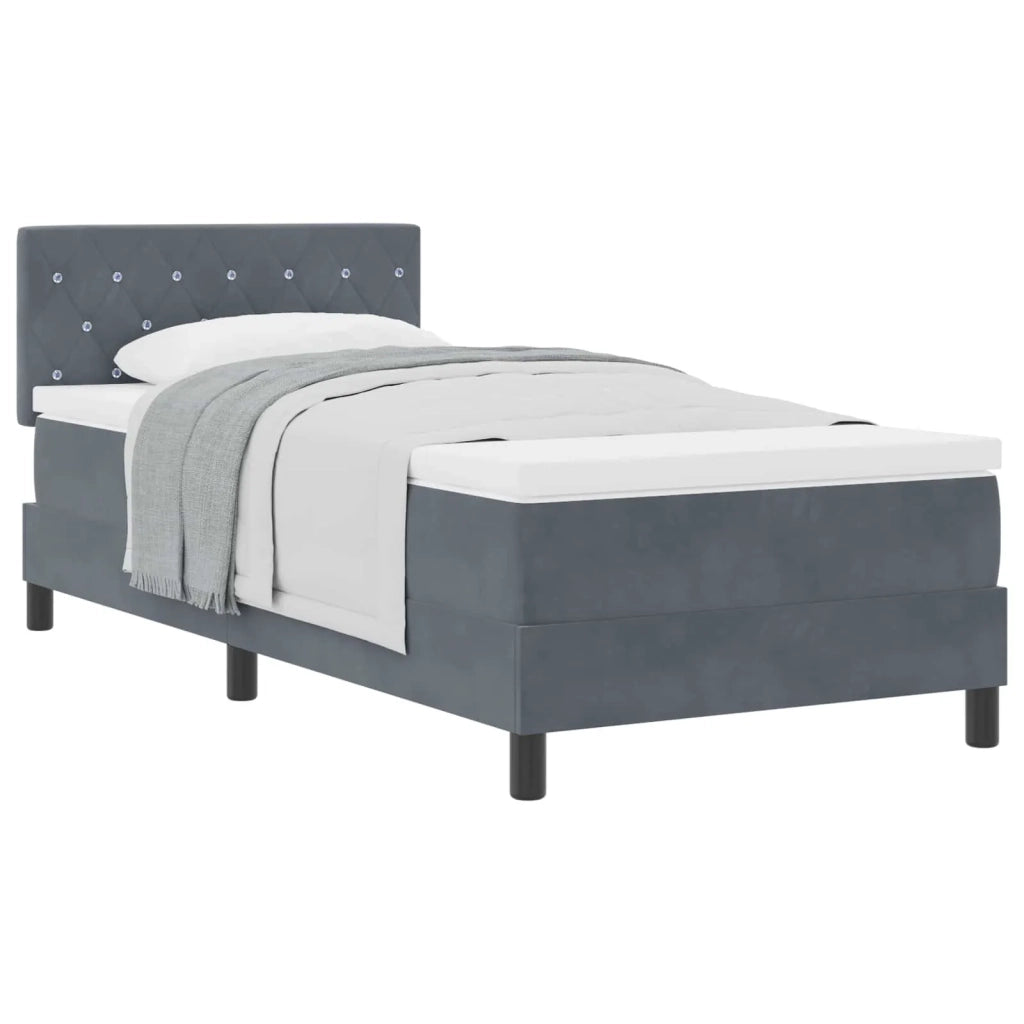 Letto a molle con materasso Grigio scuro 100 x 200 cm Velluto 3339087