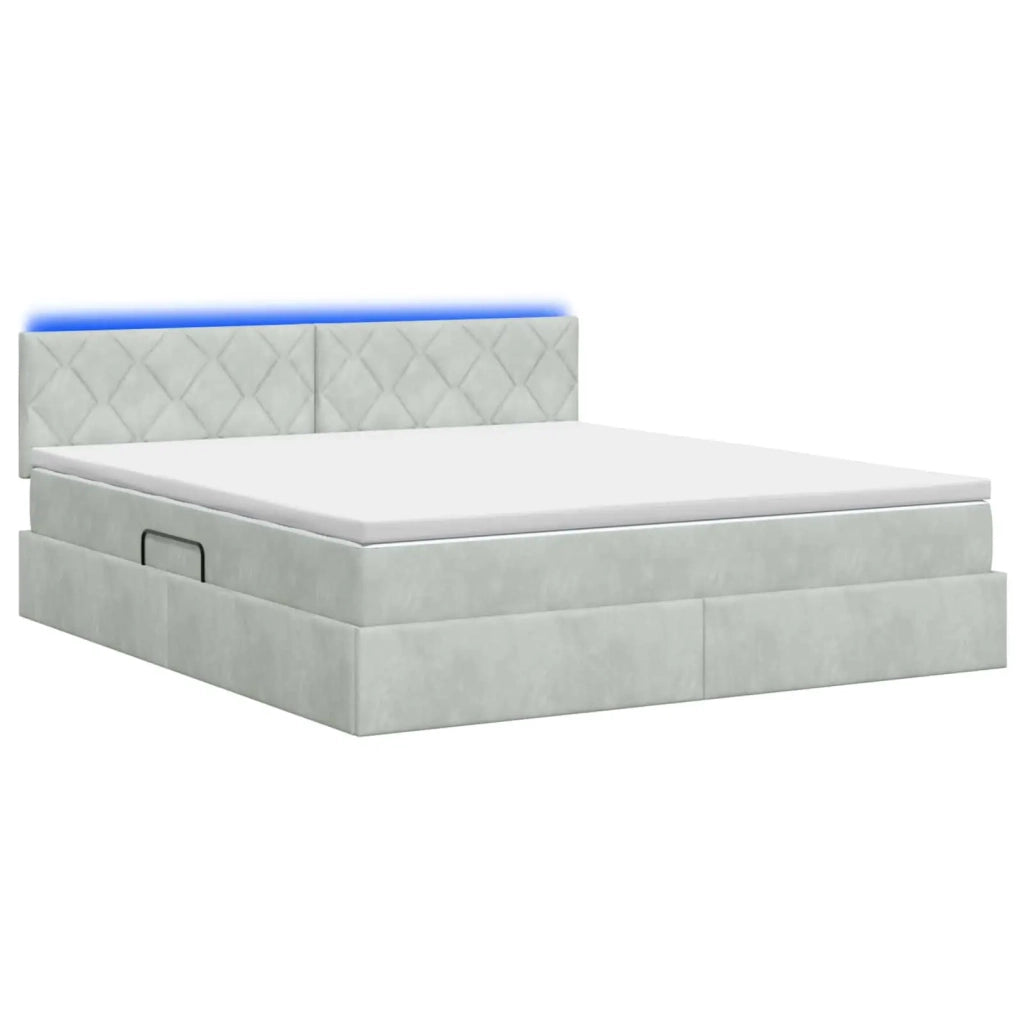 Letto con contenitore LED e materasso Grigio Chiaro 3459318