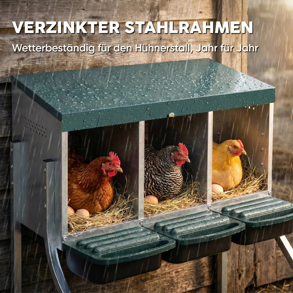 Nido per Galline con 3 Scomparti ¨C Xylo ¨C 84x55x61 cm Argento