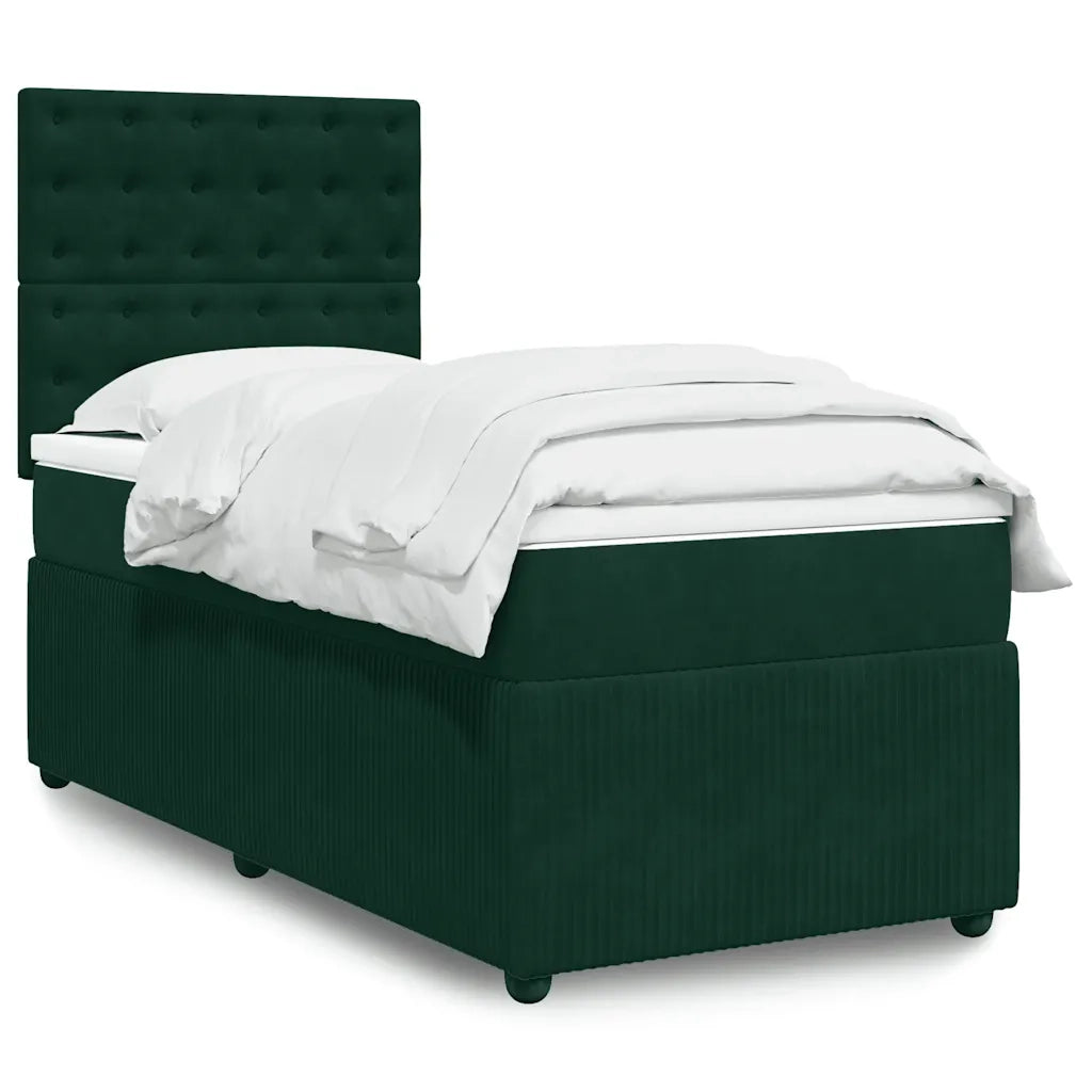 Giroletto a Molle con Materasso Verde Scuro 100x200 cm Velluto 3292277