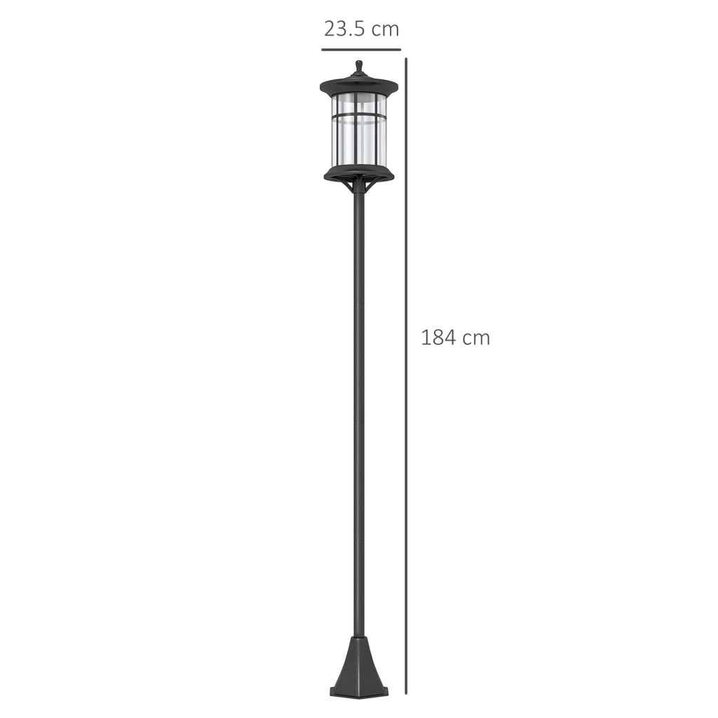 Lampione Solare da Giardino Alto 184cm con Luce LED Bianco Freddo e IP44, Nero