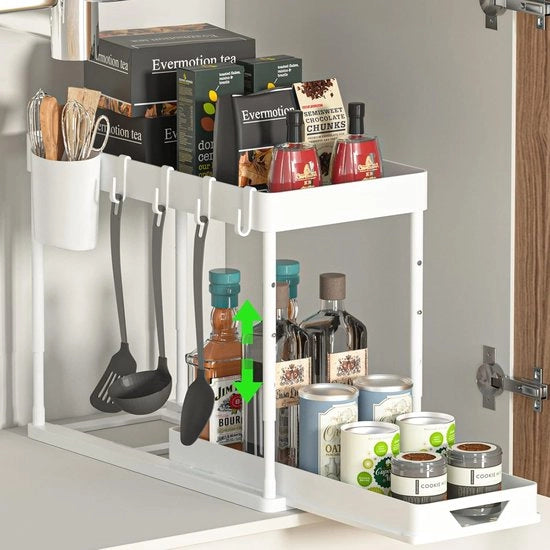 Organizzatore sotto lavandino - 2 piani - bianco - plastico