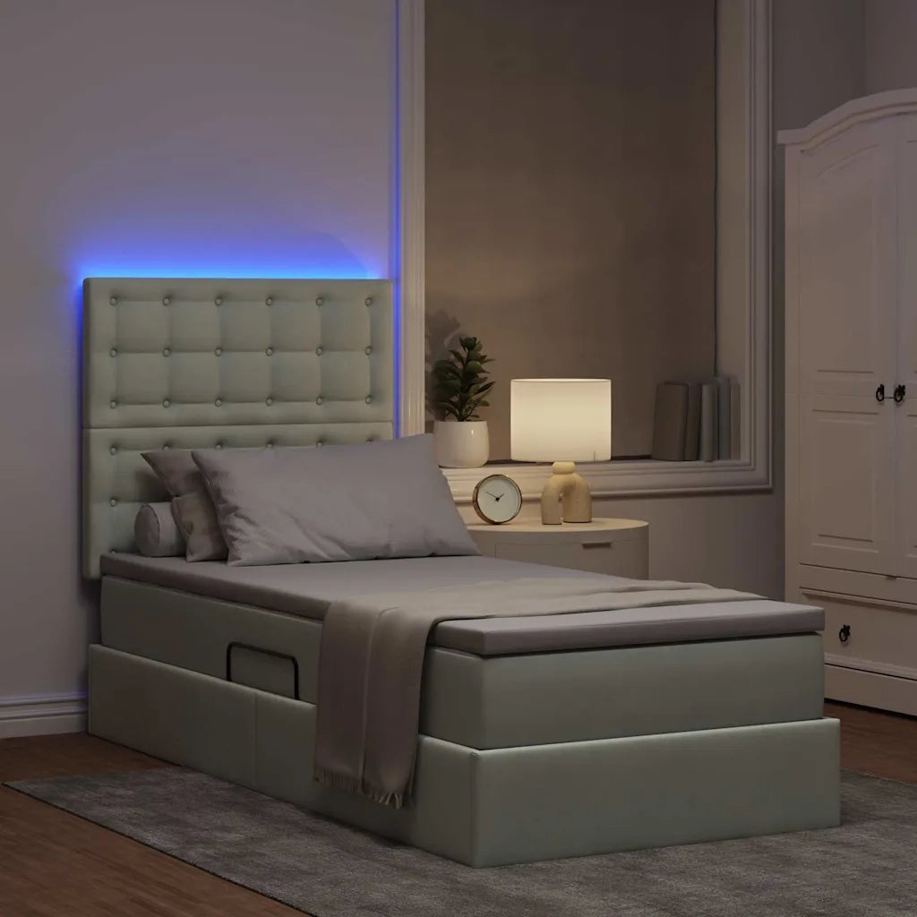 Letto con contenitore e LED Grigio chiaro 90 x 190 cm Velluto 3372753