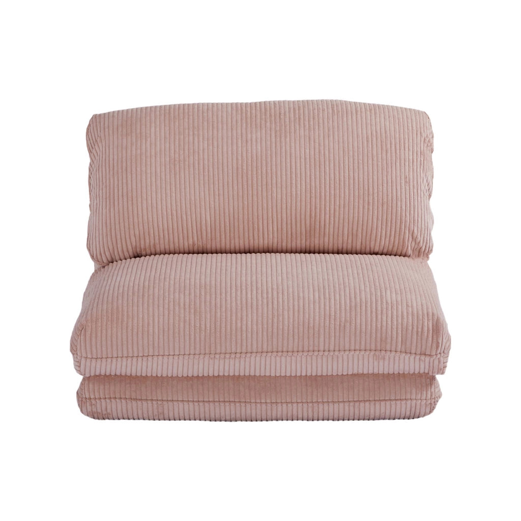 Poltrona letto convertibile velluto a coste grosse coste, rosa pallido