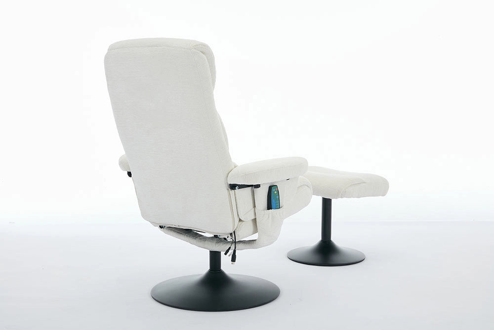 Poltrona massage - Xylo - 5 punti riscaldamento 360° chenille bianco