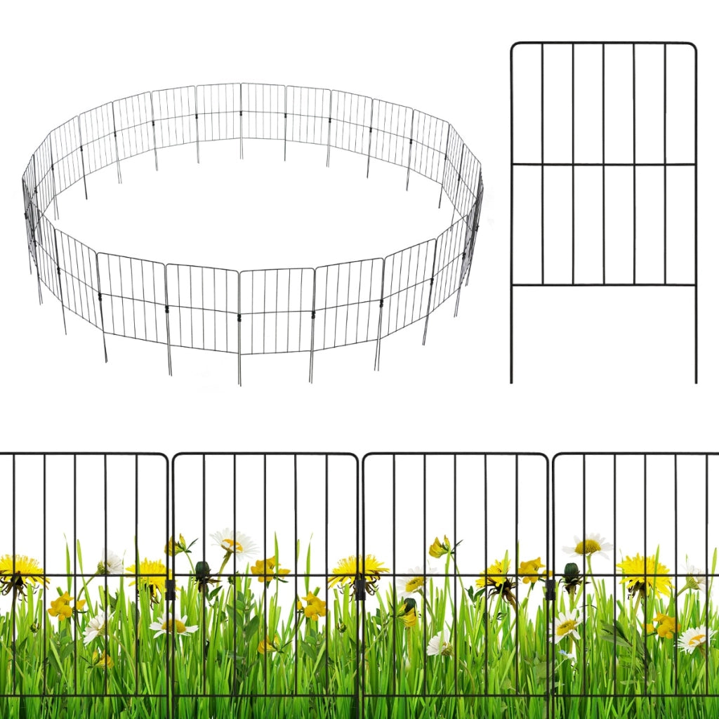 25 Pannelli per recinzione da giardino pieghevole, Recinzione per aiuole in metallo antiruggine