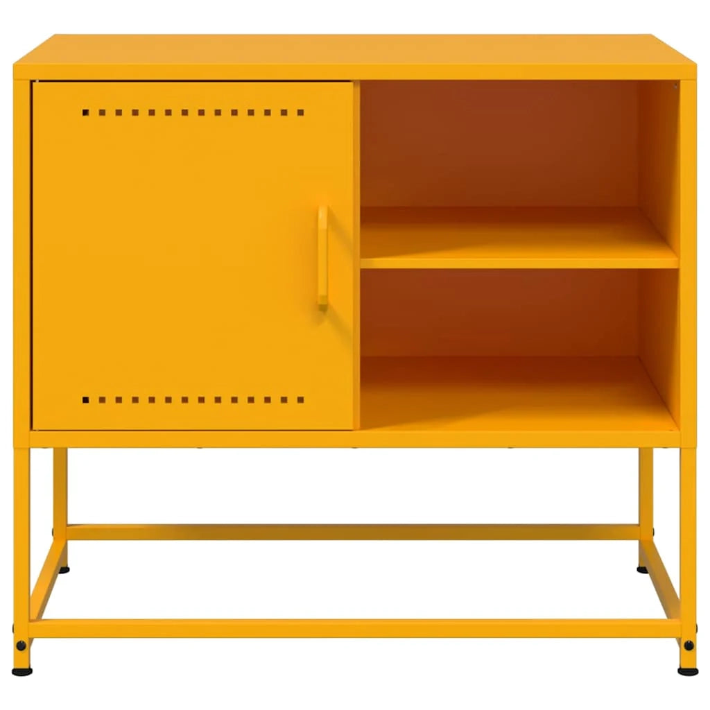 Mobile TV multimediale mensola TV credenza TV sala da pranzo soggiorno camera da letto giallo senape 68 x 39 x 60,5 cm acciaio giallo 02_0027671