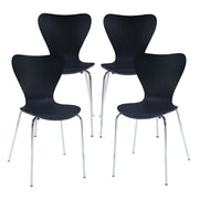 Set di 4 sedie da pranzo moderne e robuste in nero/cromo 03_0009814