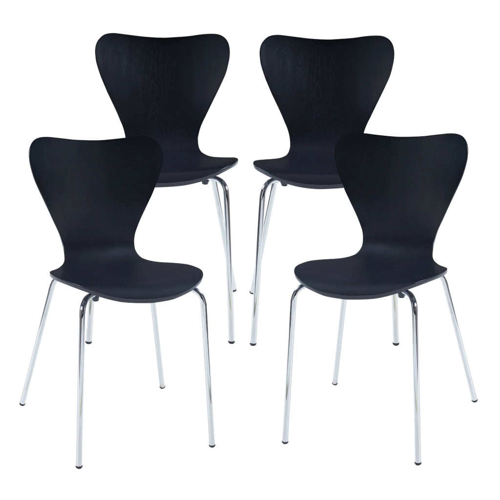 Set di 4 sedie da pranzo moderne e robuste in nero/cromo 03_0009814