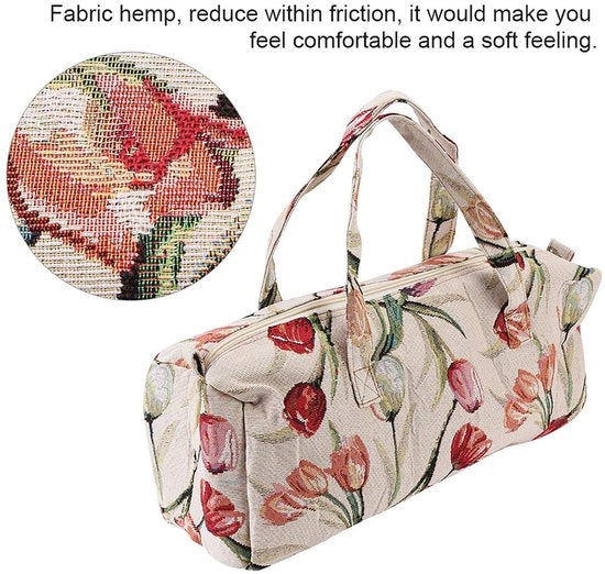 Organizzatore per Cosmetici/Biblioteca con Tessuto di Lino - 44x14x17 cm - Disegno di Fiori