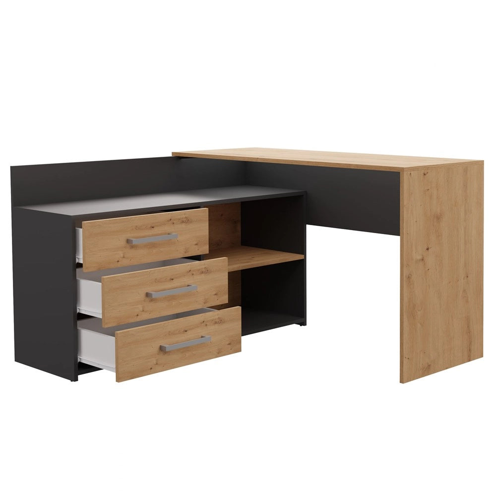 Scrivania DANY antracite rovere artisan per ufficio e studio