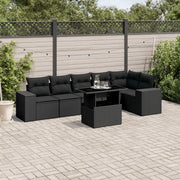 Set Divani da Giardino con Cuscini 7pz Nero Polyrattan