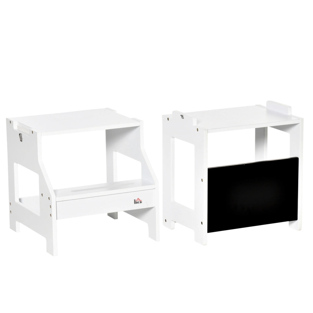 Torre di apprendimento 2 in 1 con scrivania e lavagna ¨C Xylo ¨C Bianco 42x44x86 cm