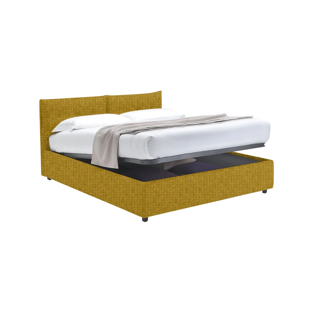 York, Letto Piazza e Mezza Sfoderabile Made in Italy, Giallo Ocra