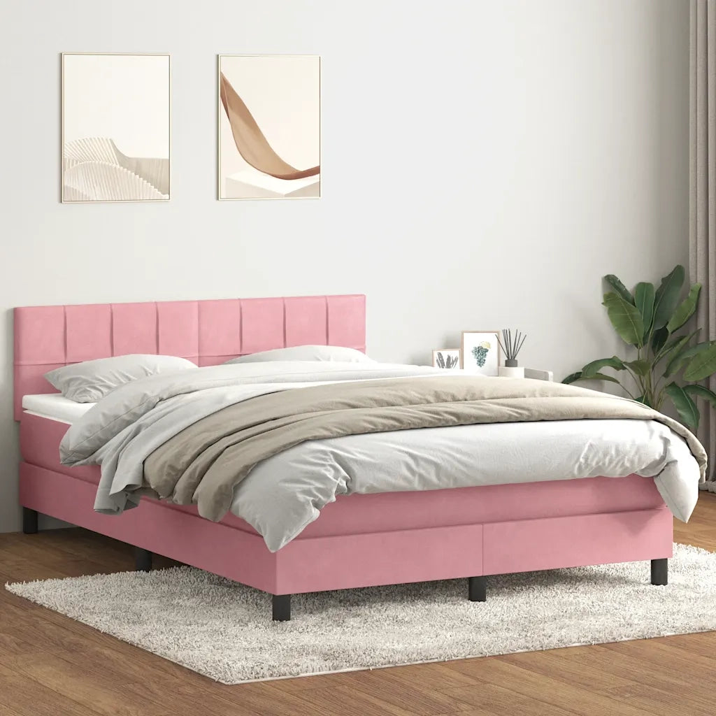 Letto a Molle con Materasso e LED Rosa 140x210 cm in Velluto 3316886