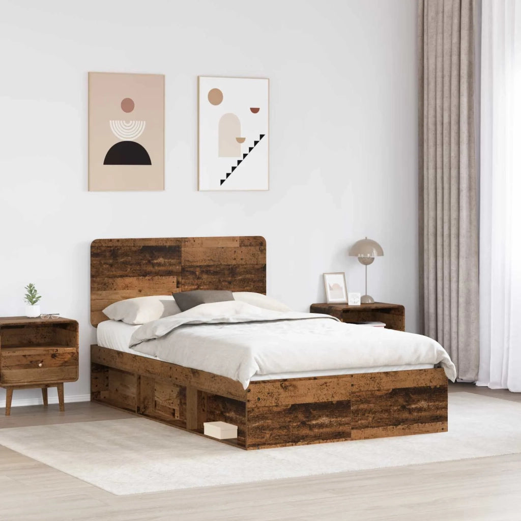 Letto matrimoniale | Letto per adulti | Struttura del letto Legno vecchio 135 x 190 cm Pino massello
