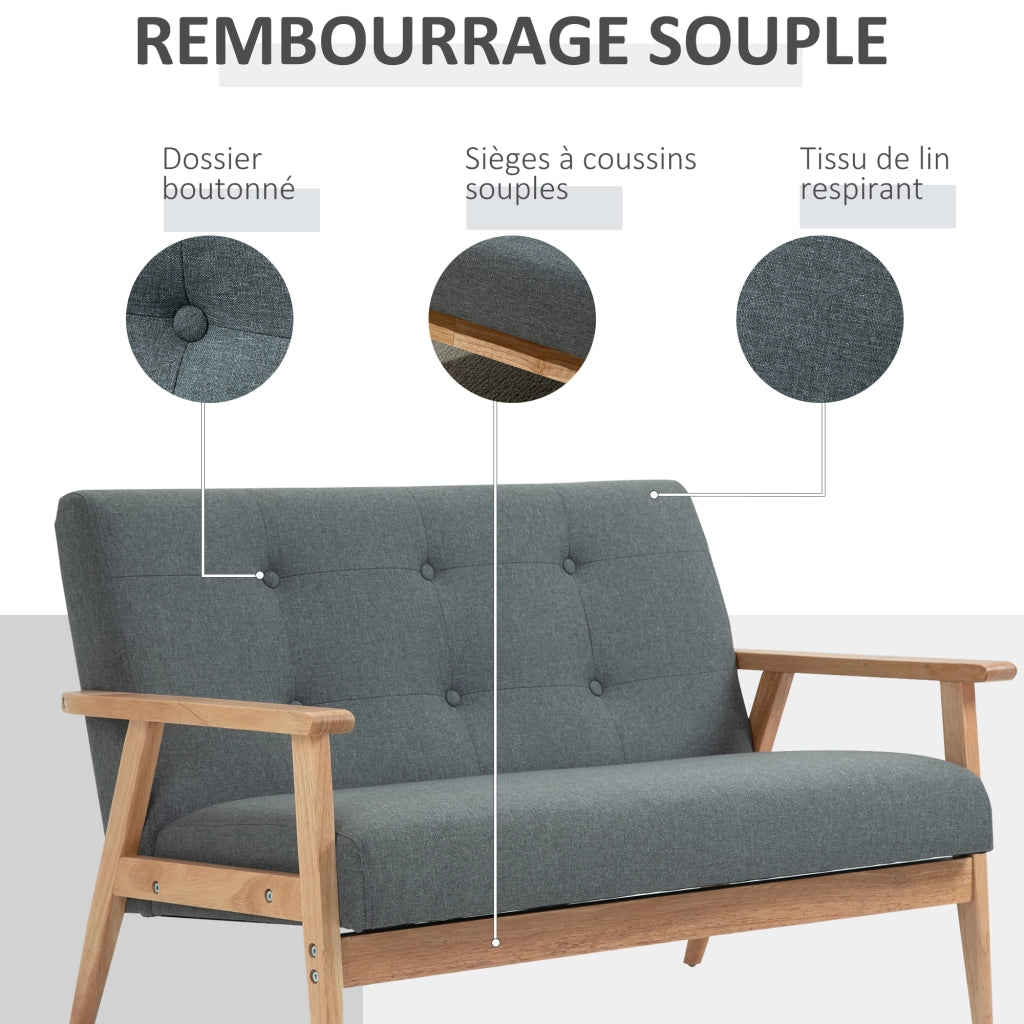 Divano 2 posti ¨C Minimal ¨C grigio, legno, 115x66.5x73 cm