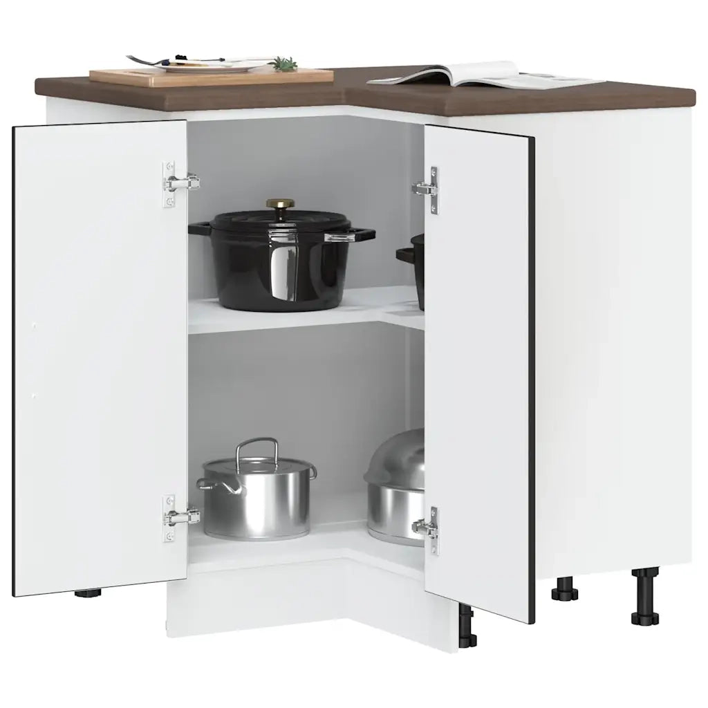 Mobile Base ad Angolo Cucina Lucca Nero in Legno Multistrato 853748