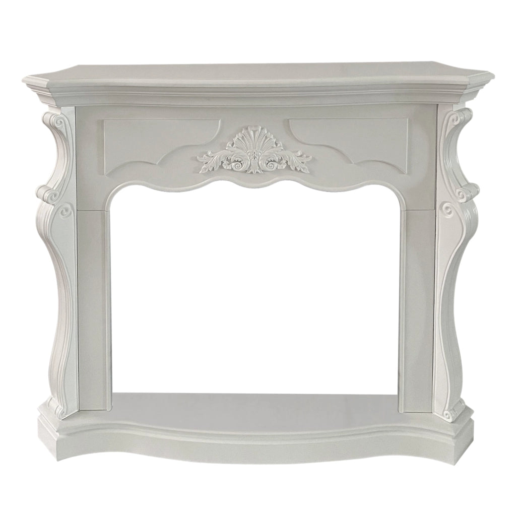 Cornice per Camino 123x39x100 cm Parigi Rivestimento in Legno Bianco