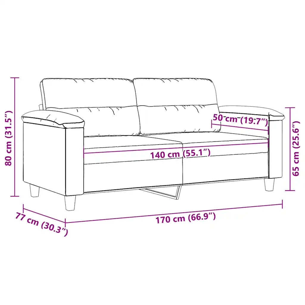 Divano a 2 Posti-Sofa 2 Posti Beige 140 cm in Tessuto Microfibra