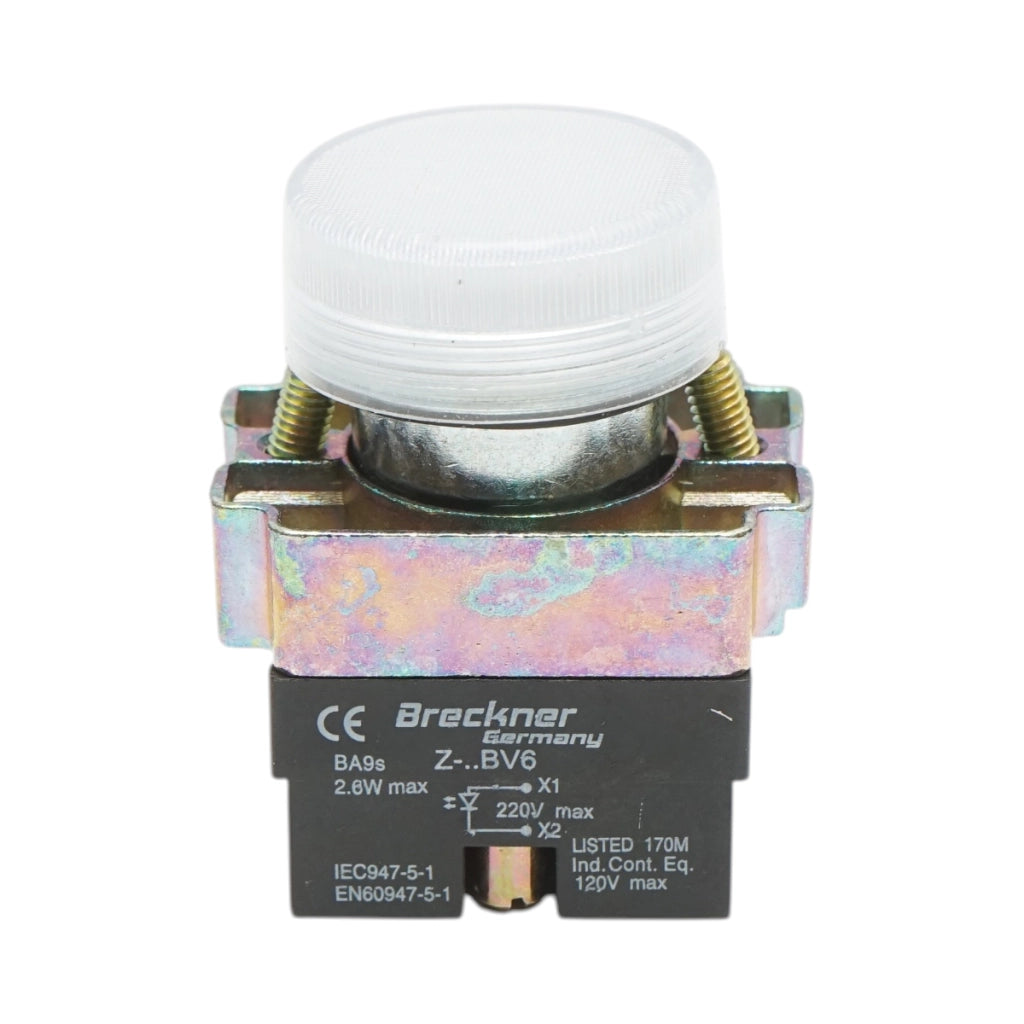Pulsante indicatore LED bianco 220V LAY5 Breckner Germany