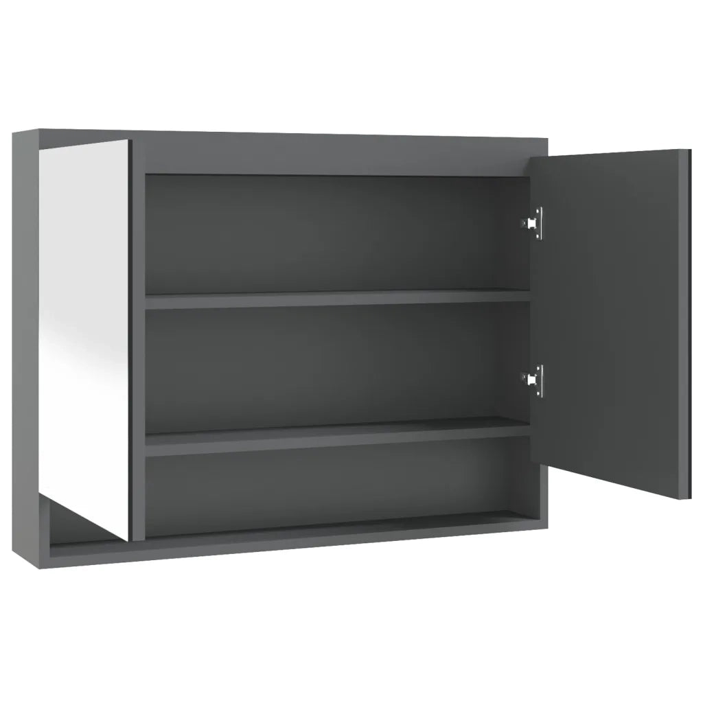 Armadietto Bagno con Specchio 80x15x60 cm in MDF Grigio 331534