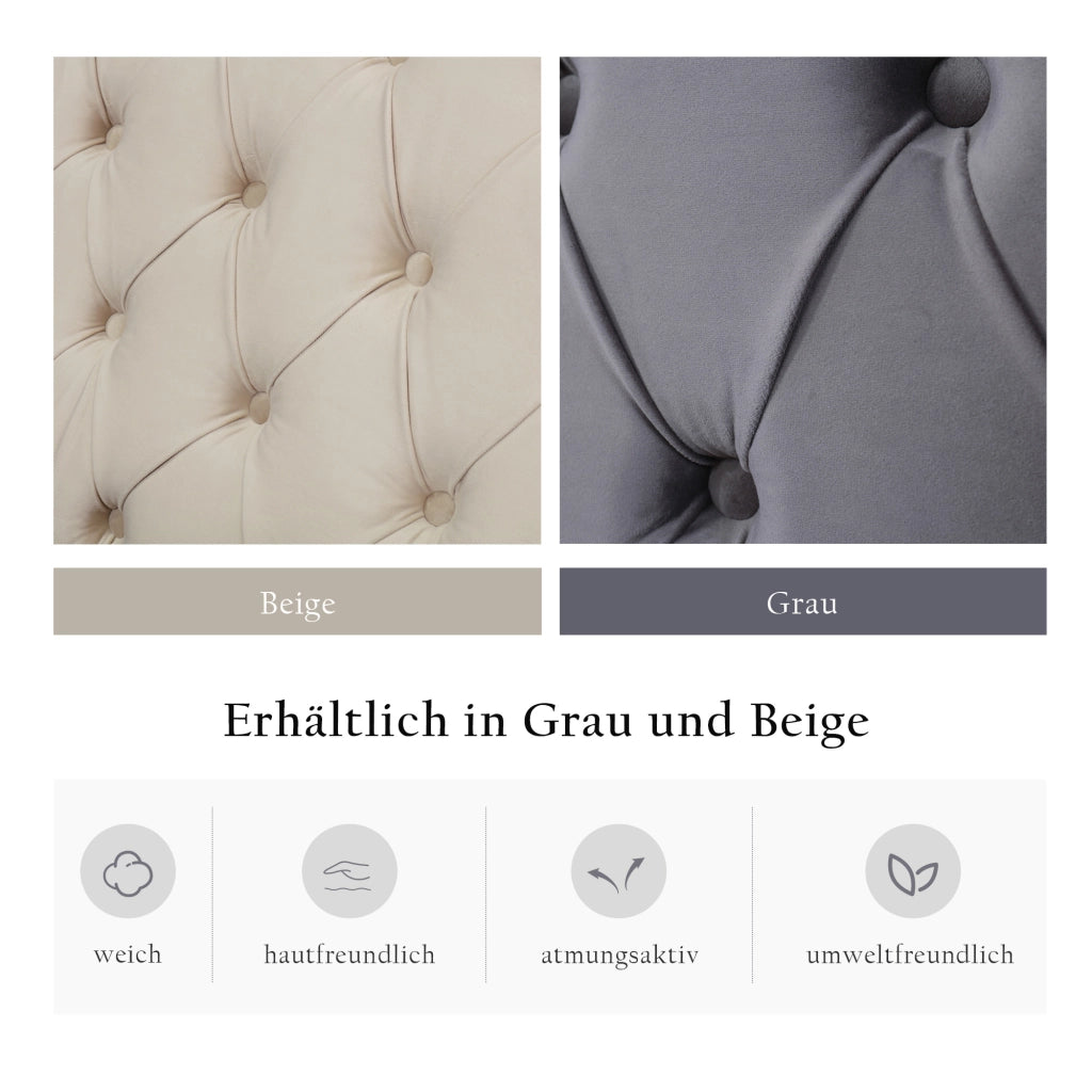 letto imbottito velluto beige 140 x 200 cm