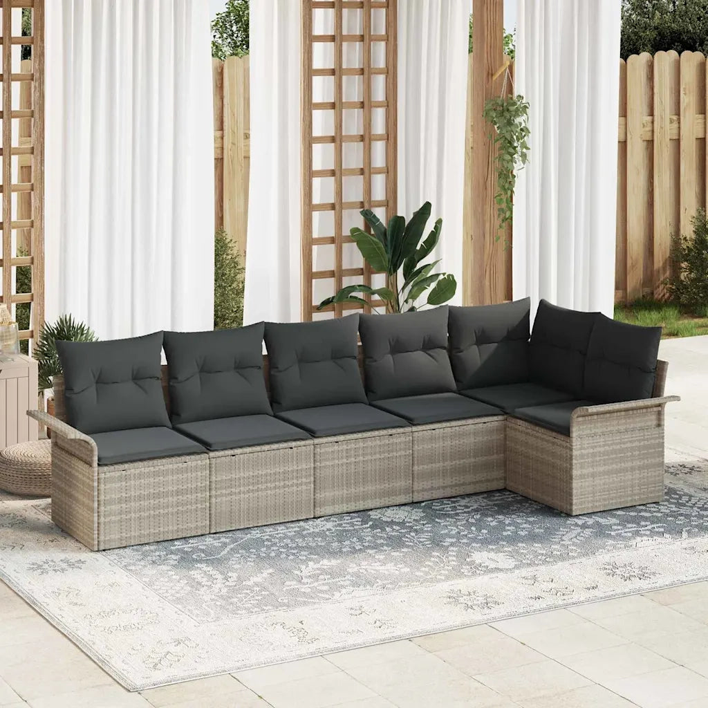 Set Divano da Giardino 6 pcs Grigio chiaro polyrattan