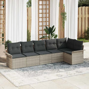 Set Divano da Giardino 6 pcs Grigio chiaro polyrattan