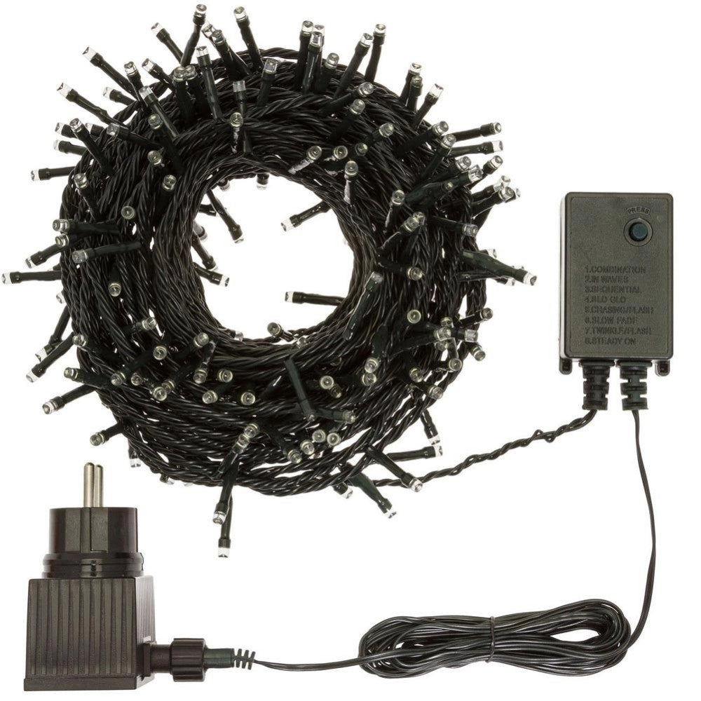 Trade Shop - Catena Luci A Led Luminosa Natalizia 240 Led Multicolor Con 8 Giochi Lucciole -