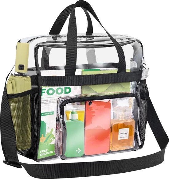 Borsa trasparente in PVC per biblioteca, palestra (31x30x15cm)