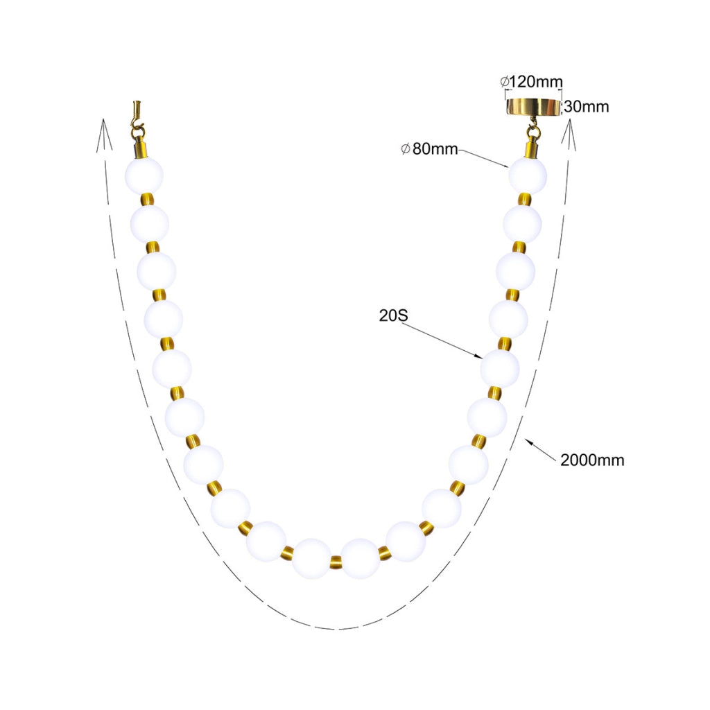 Lampada a soffitto Dorado Rope 2m oro acrilico LED CCT